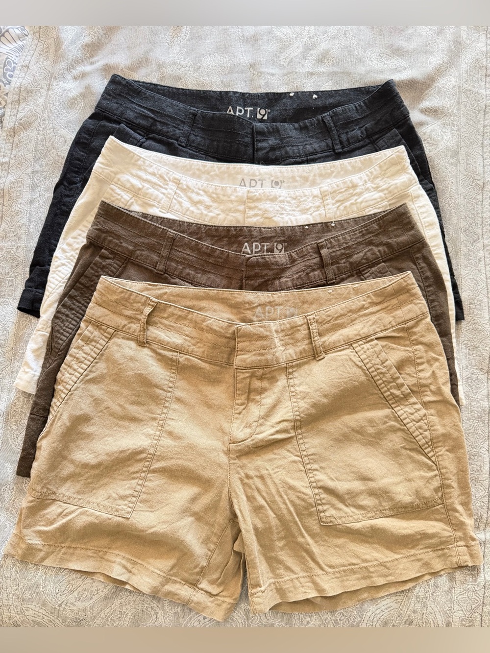 Apt. 9 Women's Linen Blend Shorts Pack - Tan, Brown, White, Black
